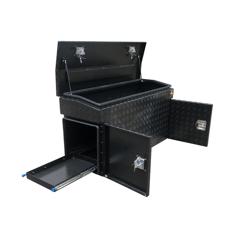 Black Aluminium Ute Toolbox Fridge Slide Trailer Drawbar Toolbox