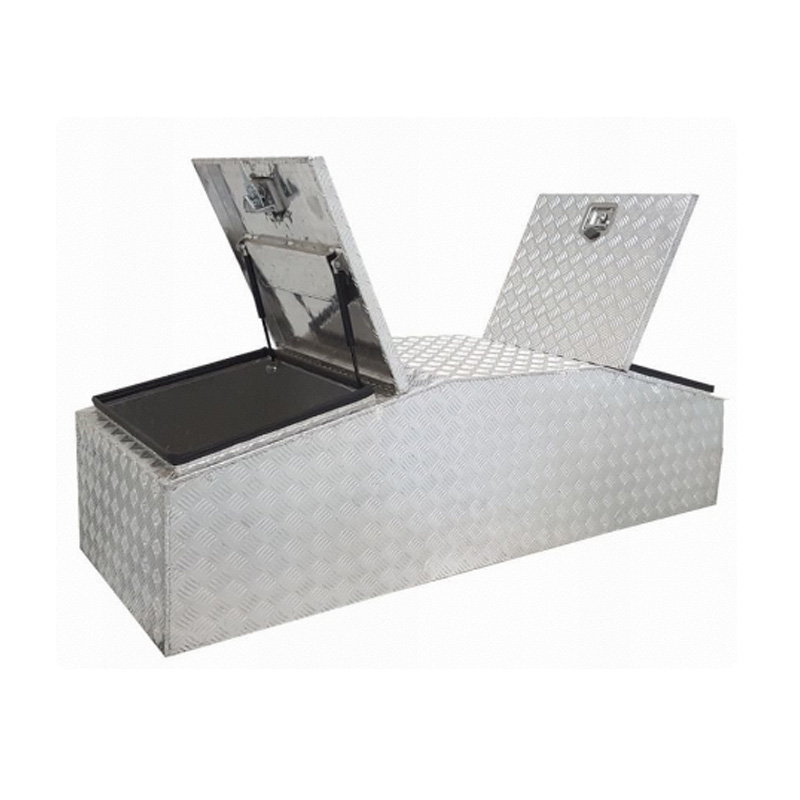 1770 x 600 x 500mm Aluminium Checker Sloped Top Gullwing Cross Deck Dual 2 Lid Ute Tool box 4 Your Truck Ute Trailer Toolbox & Canopy