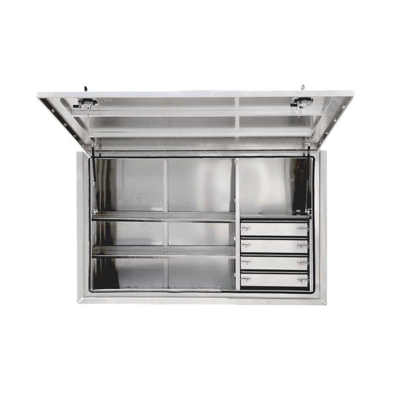 1900 x 600 x 1200mm Aluminium 4 Drawer Full Side Truck Tool Box HIGH Side Trailer Toolbox Shelving