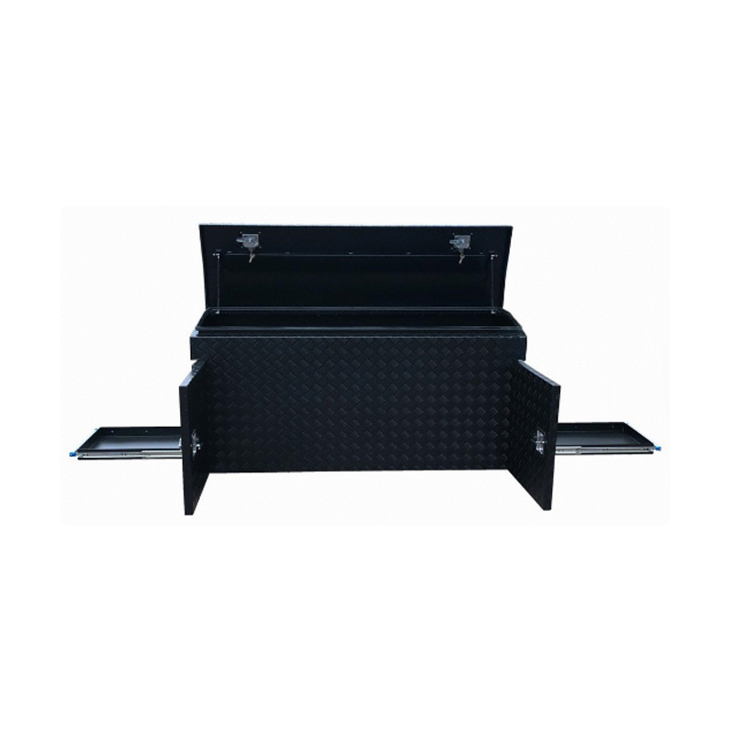 1700 x 550 x 800mm Black Aluminium Checker Ute Toolbox Webber BBQ & Fridge Slide Camper Caravan Canopy Tool Box