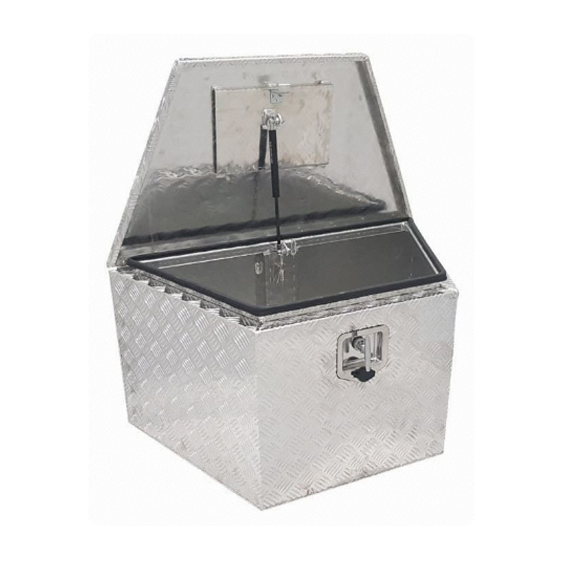860 x 460 x 460mm Aluminium Checker Toolbox Trailer Draw Bar Storage DrawBar Tool Box