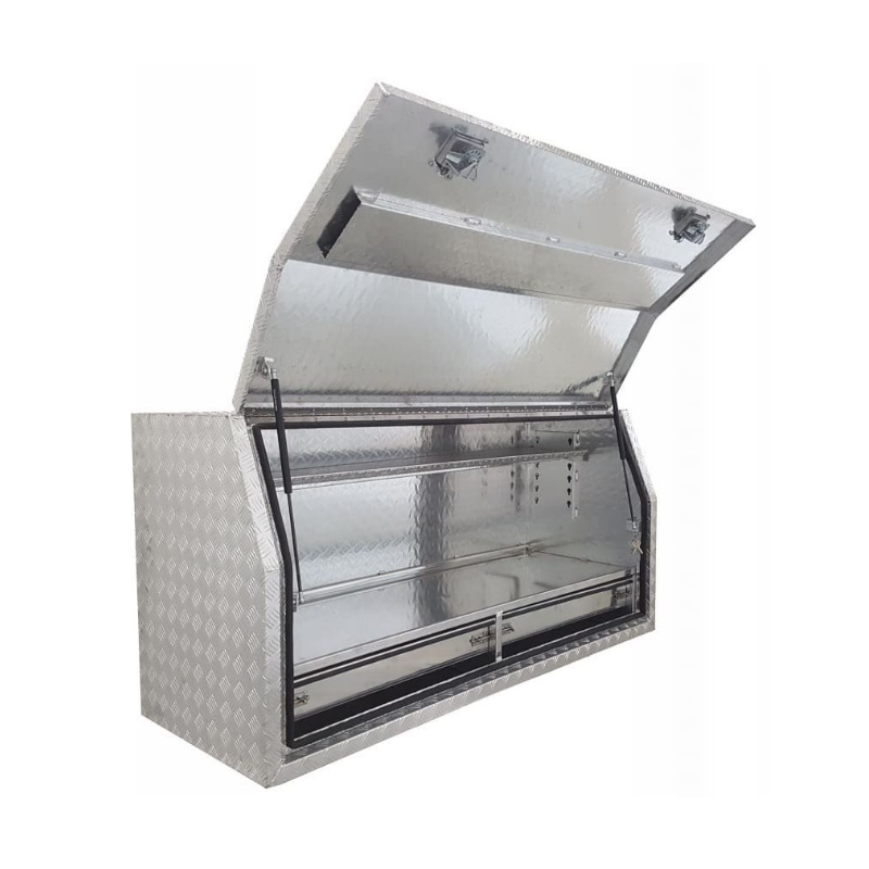 1700 x 600 x 820mm Aluminium Full Side Opening 2 Drawer Slide Ute Tool Box Truck Trailer Toolbox Shelving