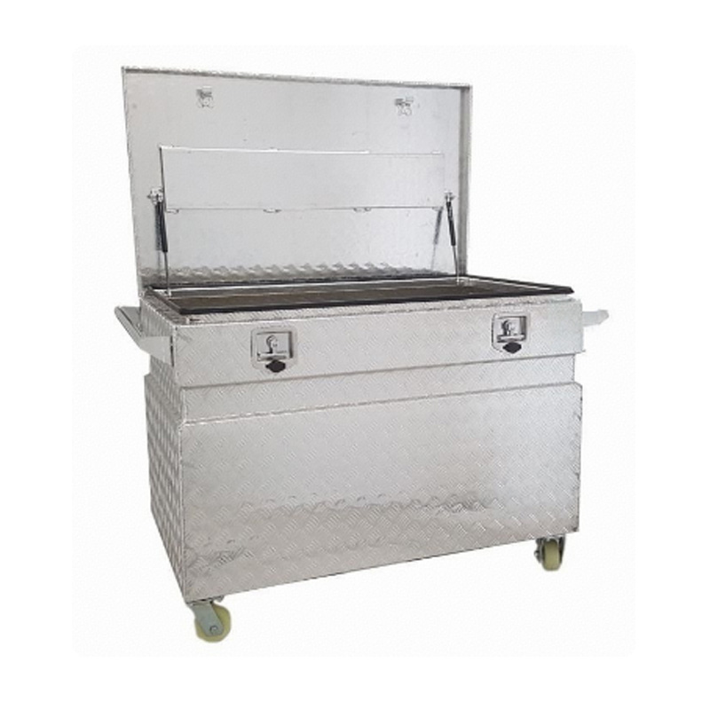1200 x 700 x 890mm Aluminium Checker Job Site Toolbox Ute Truck Tool Box With Locks & Casters