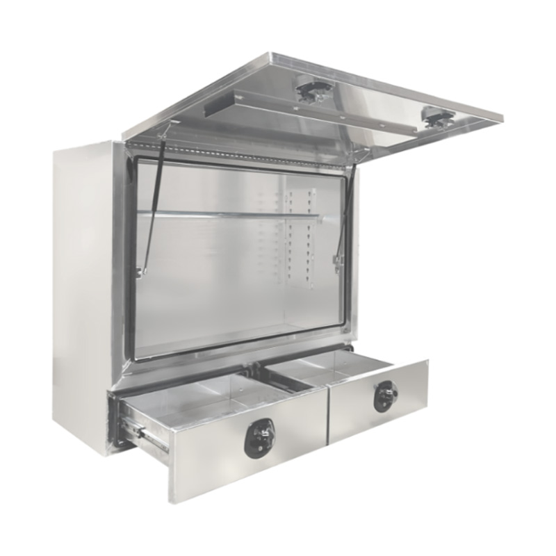 1400 x 600 x 1200mm Aluminium 2 Drawer 3/4 Half Side Truck Tool Box HIGH Side Trailer Toolbox Shelving 1461A