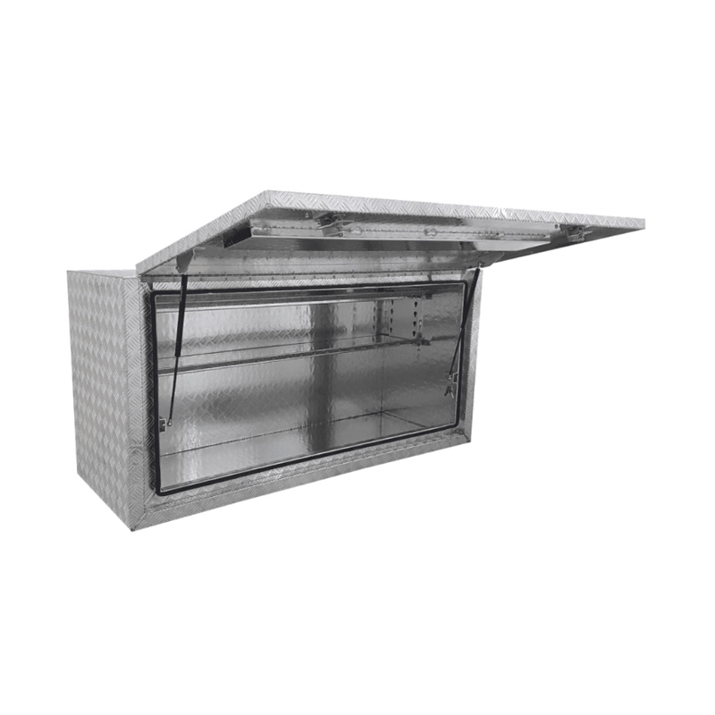 1700 x 600 x 820mm Aluminium Checker Full Side Opening Square Edge Ute Tool Box Truck Trailer Toolbox Shelving