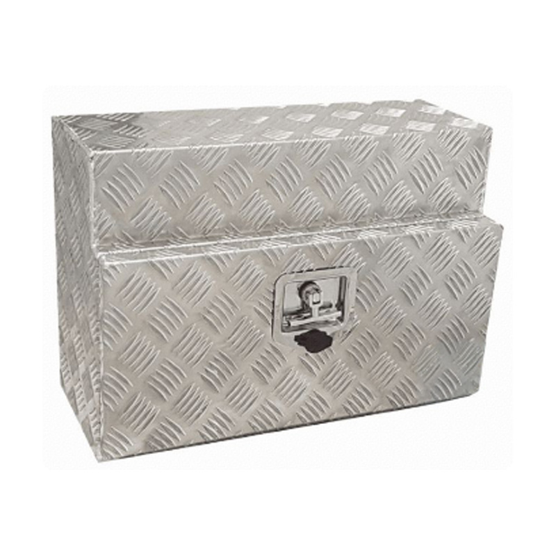 580 x 230 x 400mm Aluminium Checker Ute Toolbox Truck Storage Under Body Tray Storage Strap Tool Box