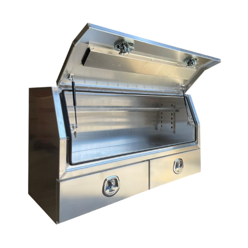 1400 x 600 x 820mm Aluminium 3/4 Half Side Opening 2 Drawer Slide Ute Tool Box Truck Trailer Toolbox Shelving