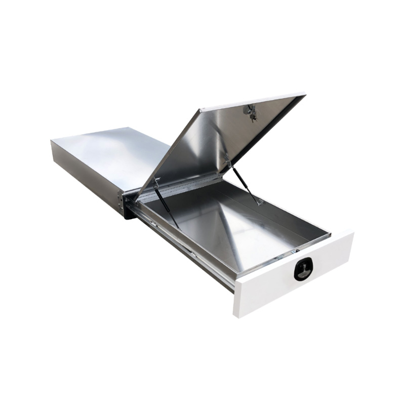 1.4m Aluminium Ute Tool box Under Tray Toolbox Trundle Roller Tray Slide Out Drawer Toolbox Benchtop Lid