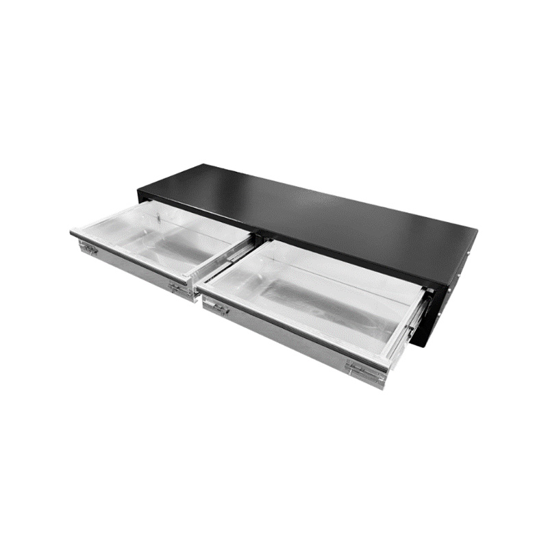 1020 x 440 x 230mm Black Aluminium 2 Drawer Unit for Ute Truck Tool box Canopy Caravan Toolbox