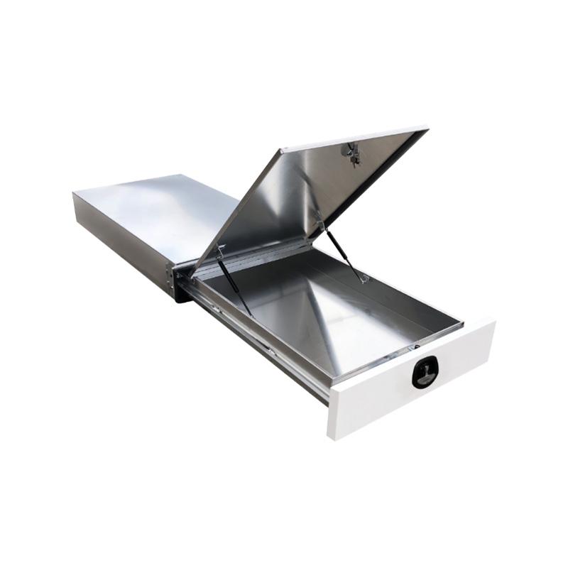 1.7m Aluminium Ute Tool box Under Tray Toolbox Trundle Roller Tray Slide Out Drawer Toolbox Benchtop Lid